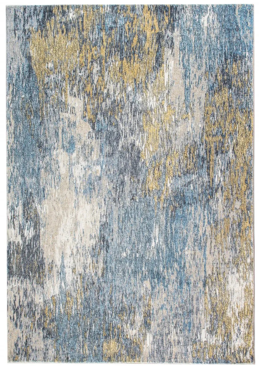 6' X 9' Blue and Gold Abstract Area Rug - Image 7