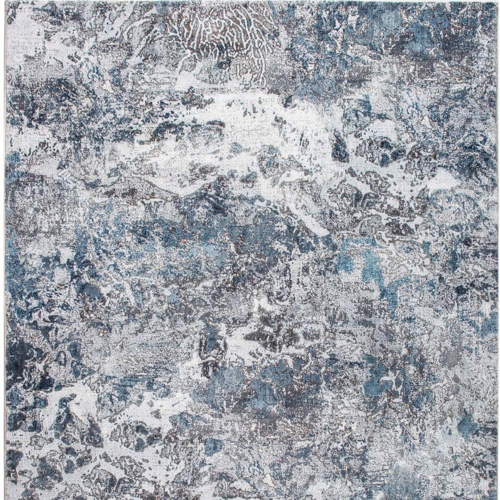 6' X 9' Blue and Gray Abstract Area Rug - Image 6