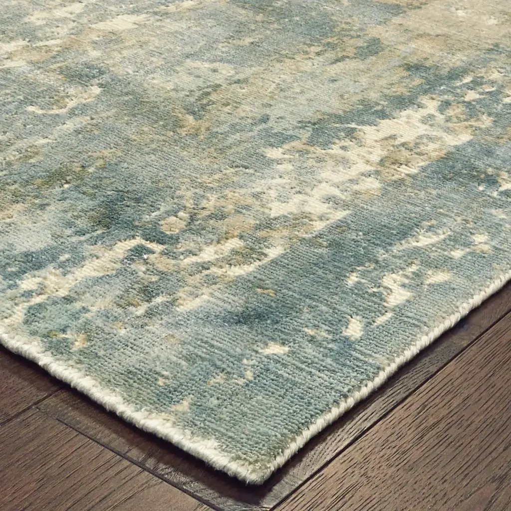 6' X 9' Blue And Gray Abstract Splash Indoor Area Rug - Image 4