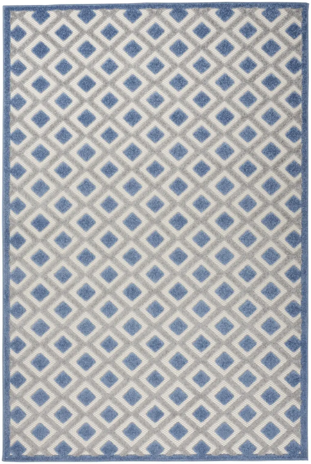 6' X 9' Blue And Gray Geometric Indoor Outdoor Area Rug - Image 2