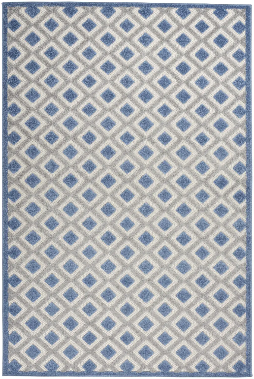 6' X 9' Blue And Gray Geometric Indoor Outdoor Area Rug - Image 4