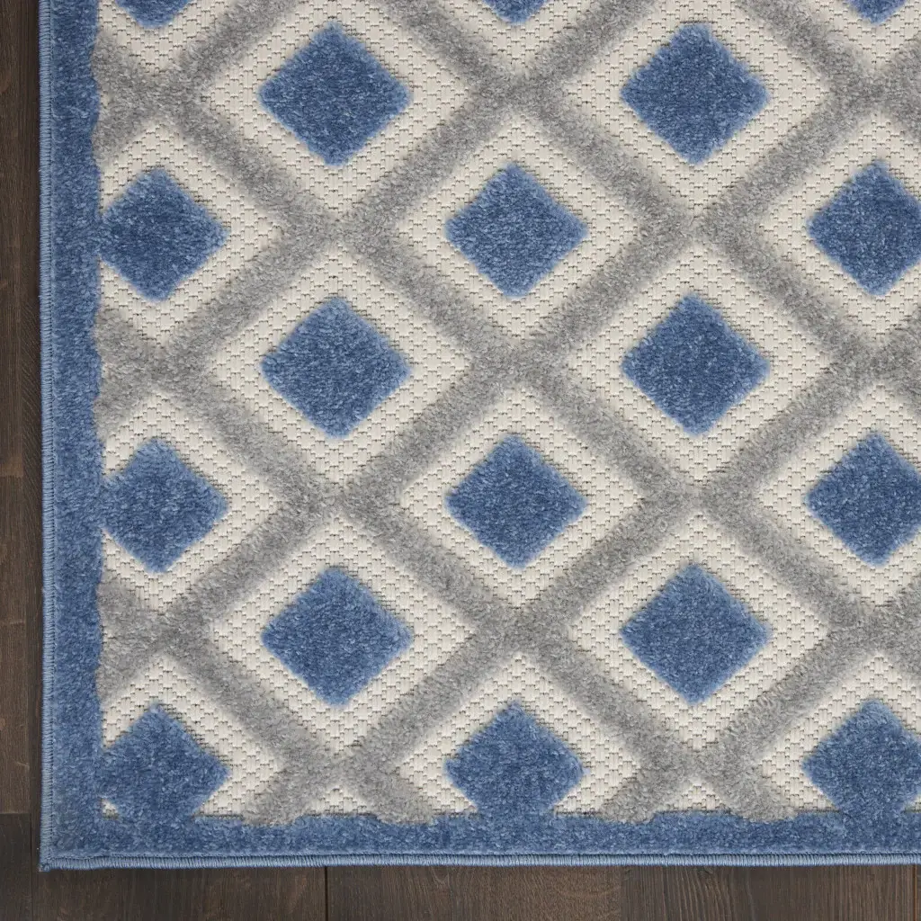 6' X 9' Blue And Gray Geometric Indoor Outdoor Area Rug - Image 9