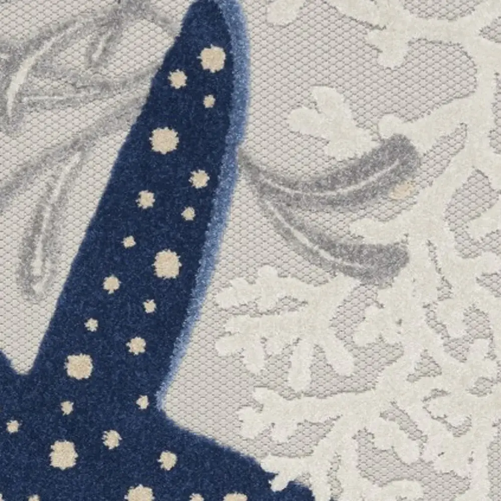 6' X 9' Blue And Gray Indoor Outdoor Area Rug - Image 2