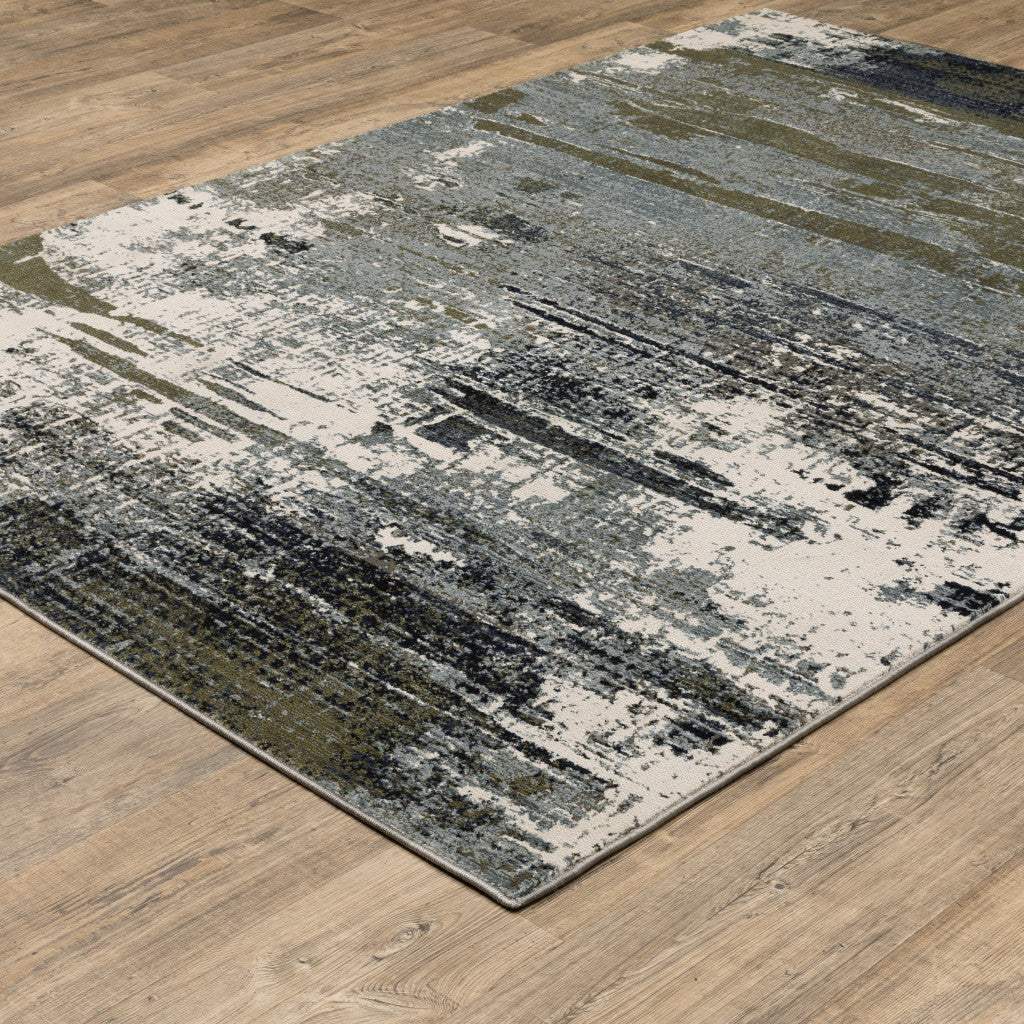 6' X 9' Blue And Green Abstract Power Loom Area Rug - Image 3