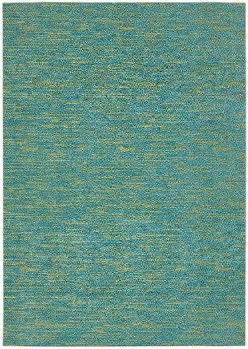 6' X 9' Blue And Green Striped Non Skid Indoor Outdoor Area Rug