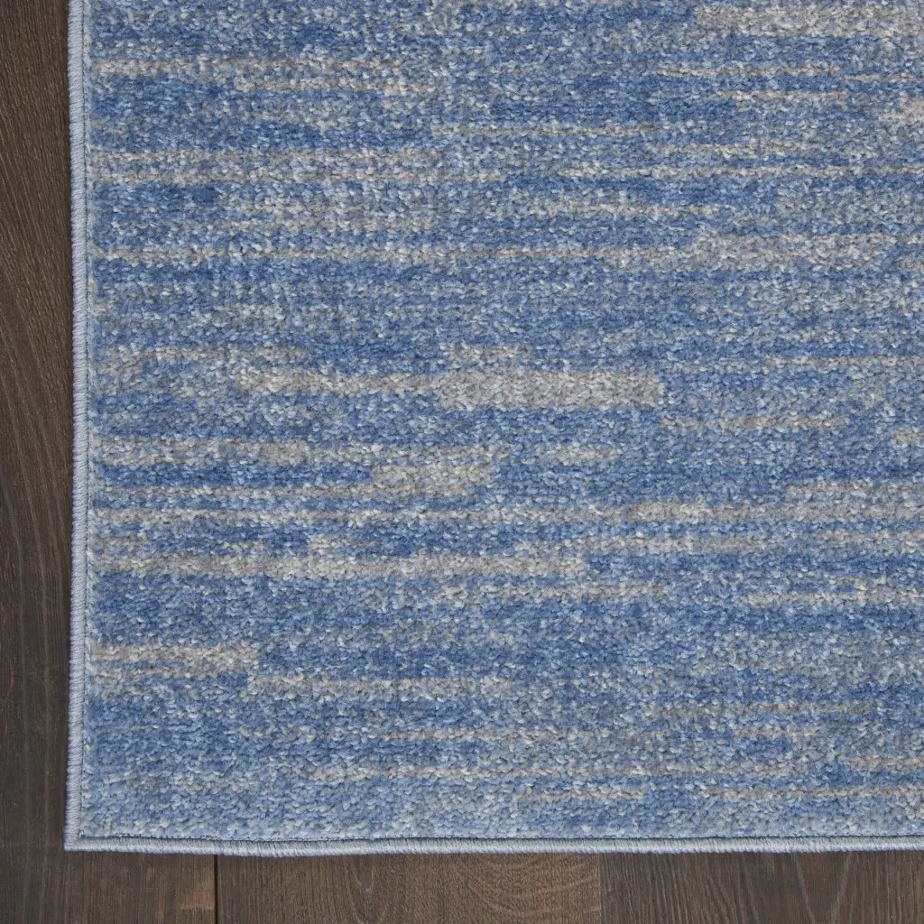 6' X 9' Blue And Grey Striped Non Skid Indoor Outdoor Area Rug - Image 4