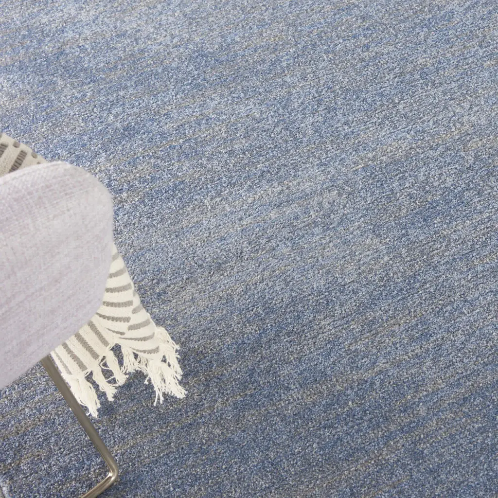 6' X 9' Blue And Grey Striped Non Skid Indoor Outdoor Area Rug - Image 5