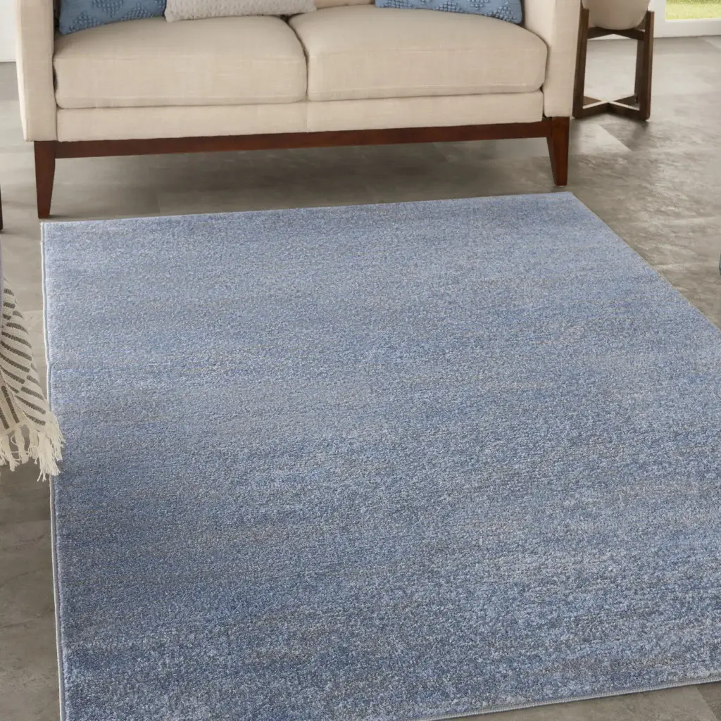 6' X 9' Blue And Grey Striped Non Skid Indoor Outdoor Area Rug - Image 6