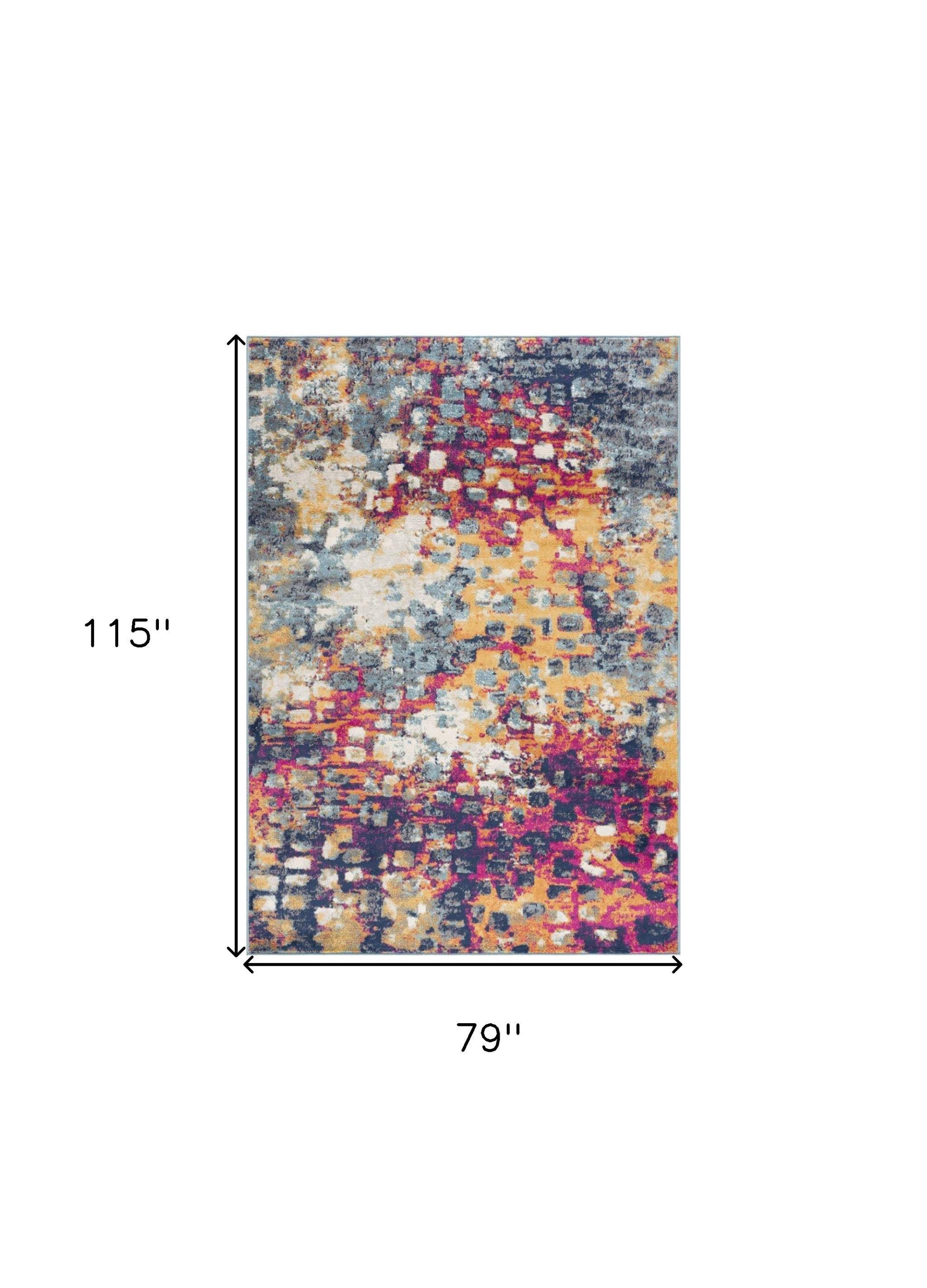 6' X 9' Blue and Ivory Abstract Area Rug - Image 3