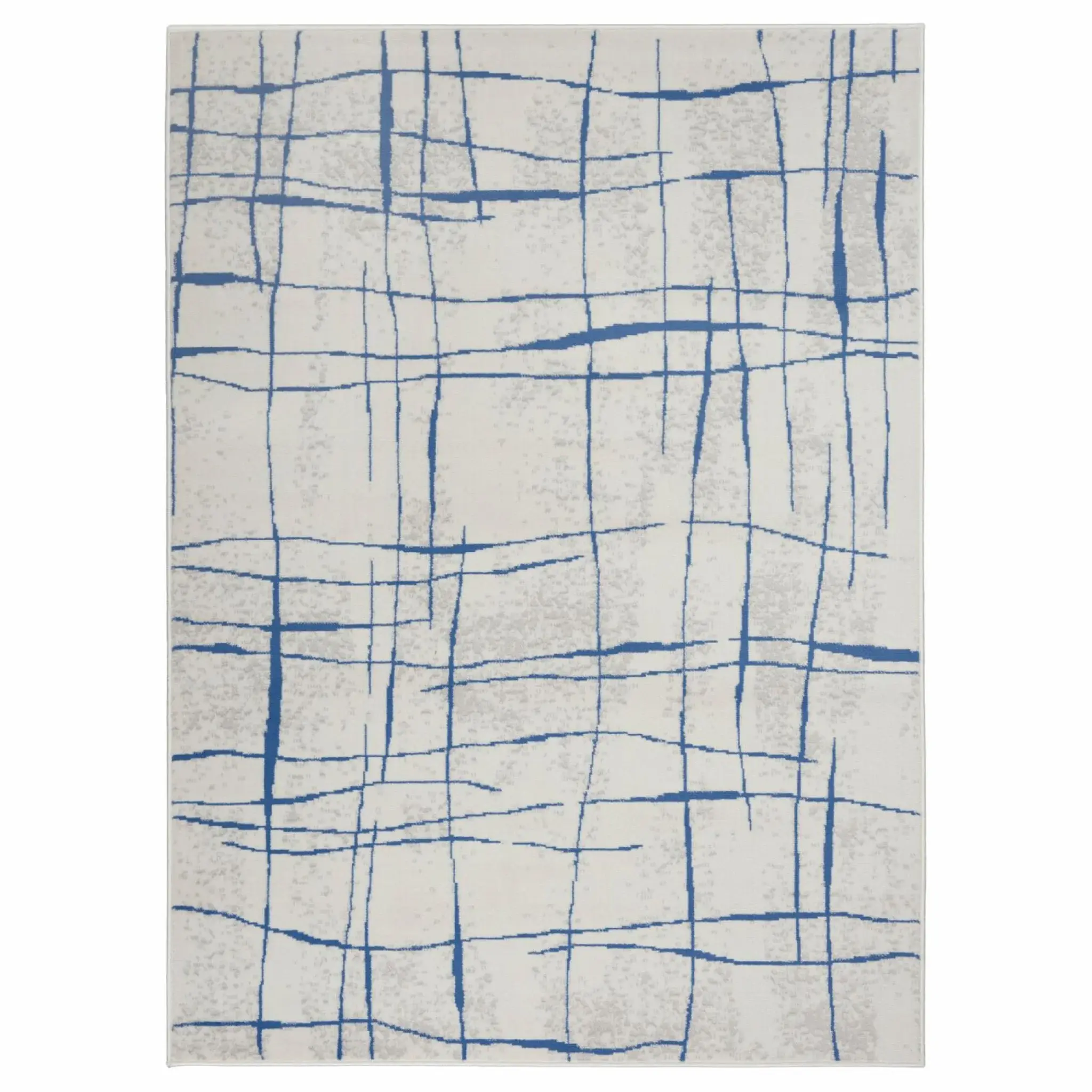 6' X 9' Blue And Ivory Abstract Dhurrie Area Rug - Image 2
