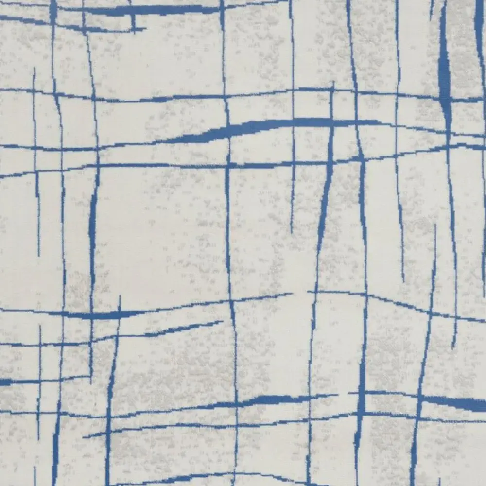 6' X 9' Blue And Ivory Abstract Dhurrie Area Rug - Image 4