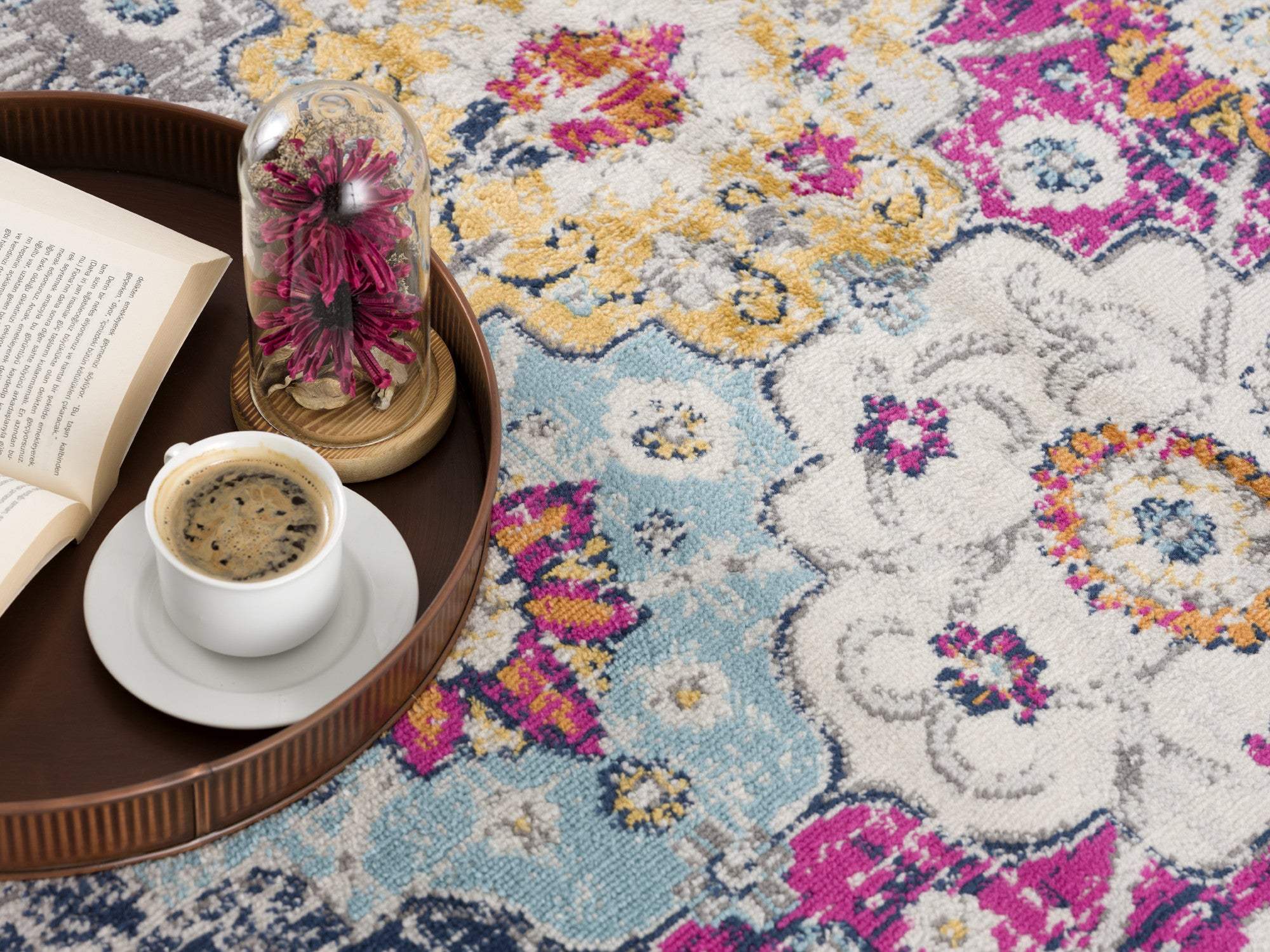 6' X 9' Blue and Ivory Floral Area Rug - Image 5