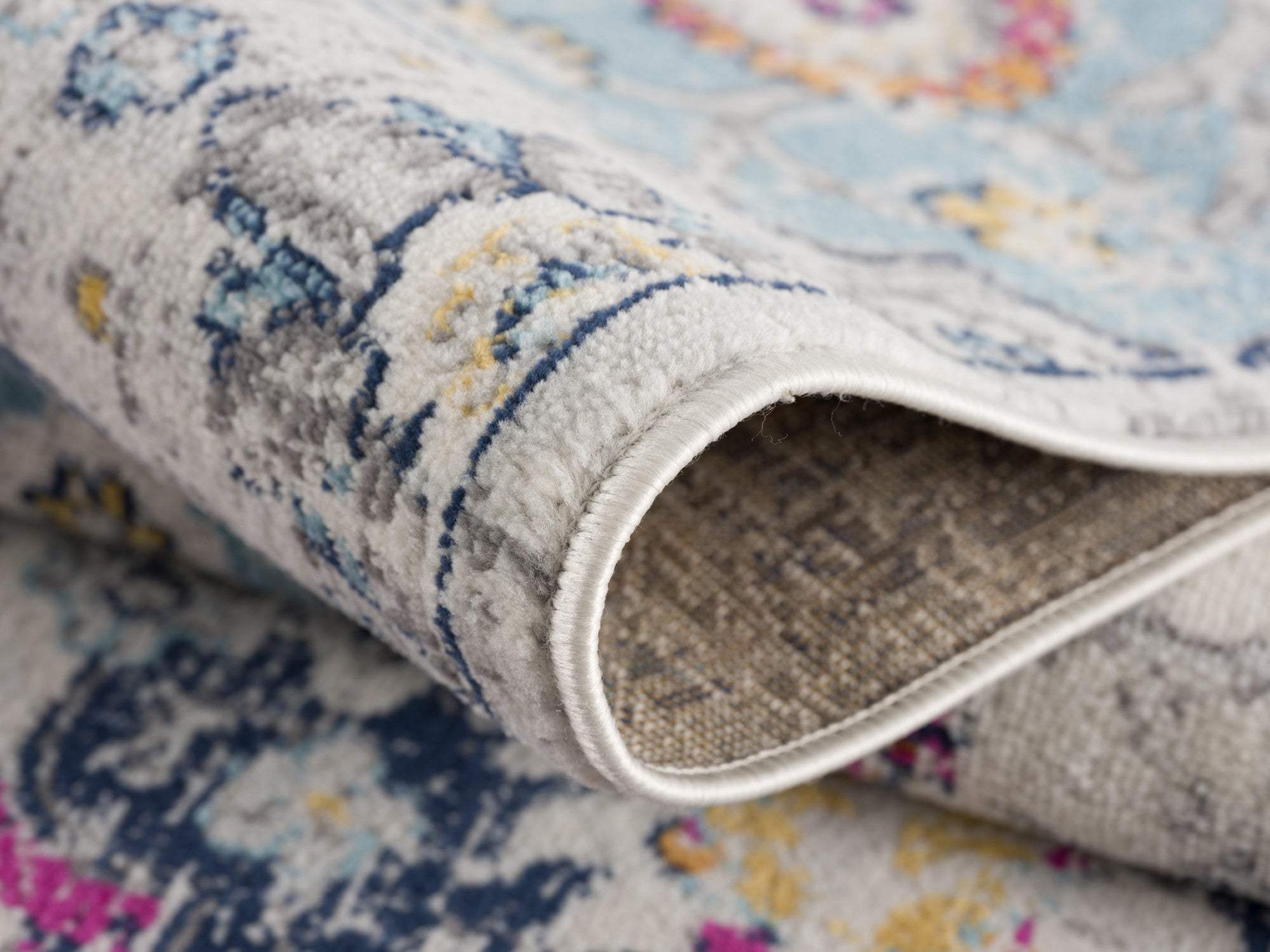 6' X 9' Blue and Ivory Floral Area Rug - Image 6