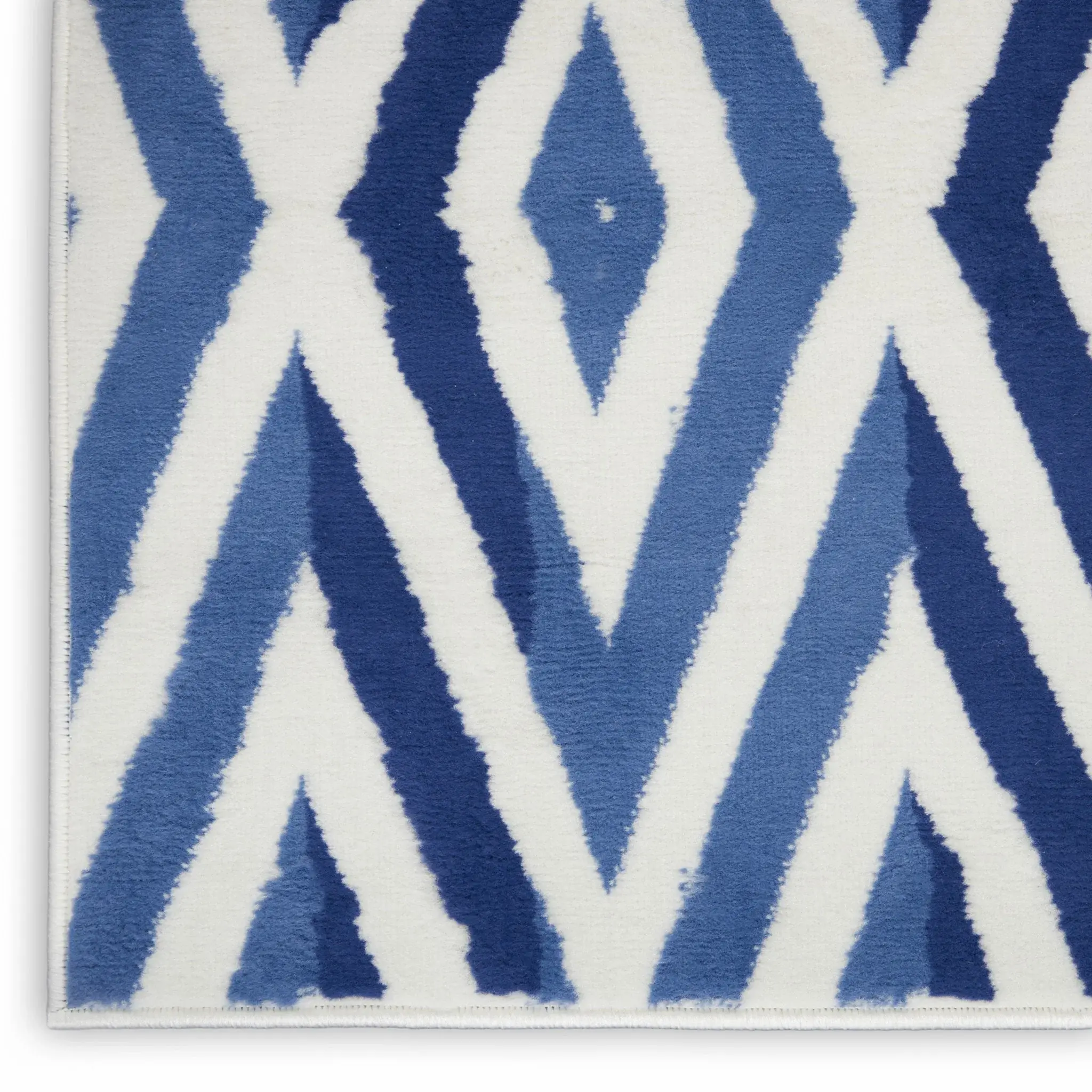 6' X 9' Blue And Ivory Geometric Dhurrie Area Rug - Image 6