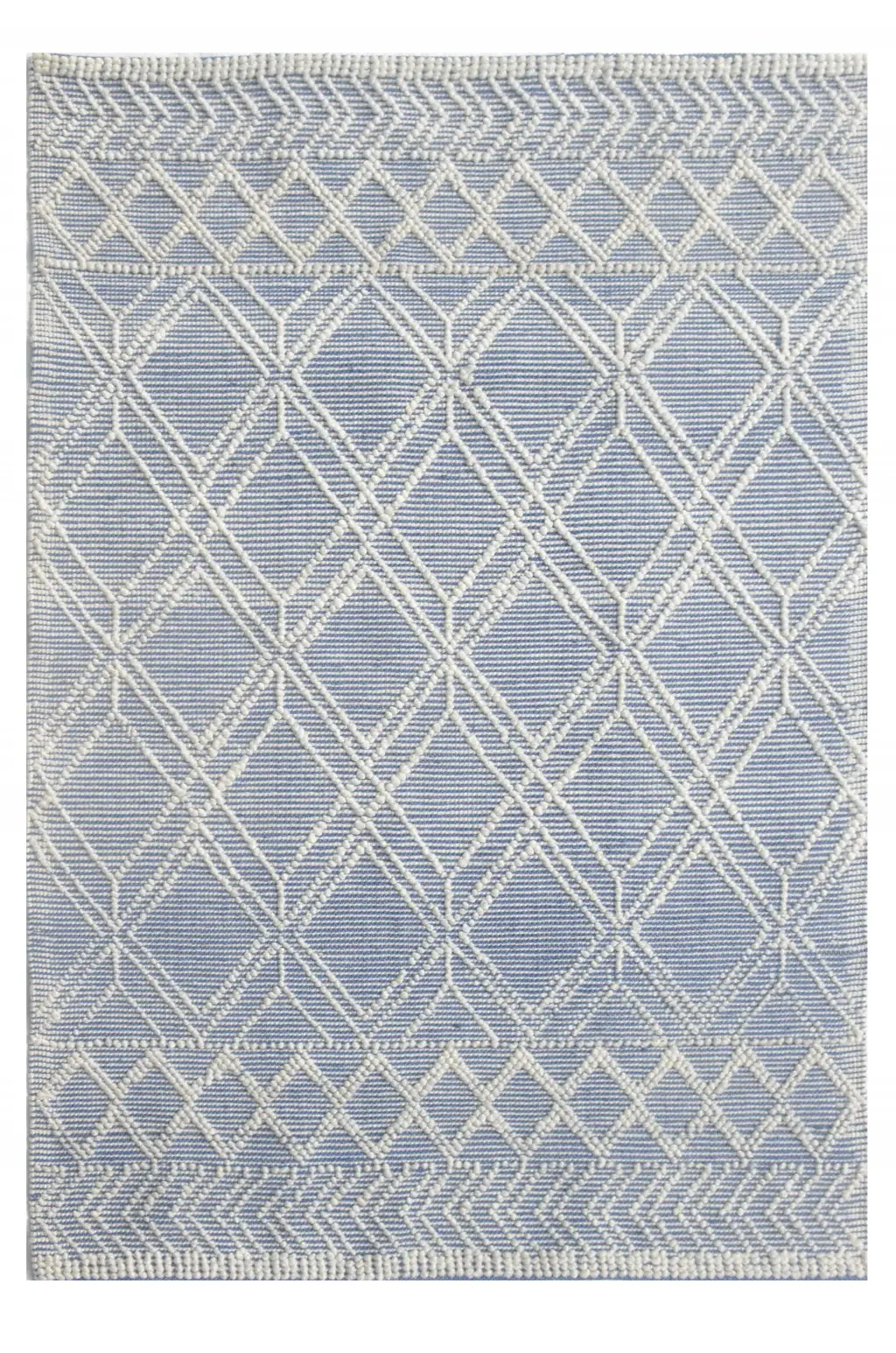 6' X 9' Blue and Ivory Geometric Handmade Area Rug