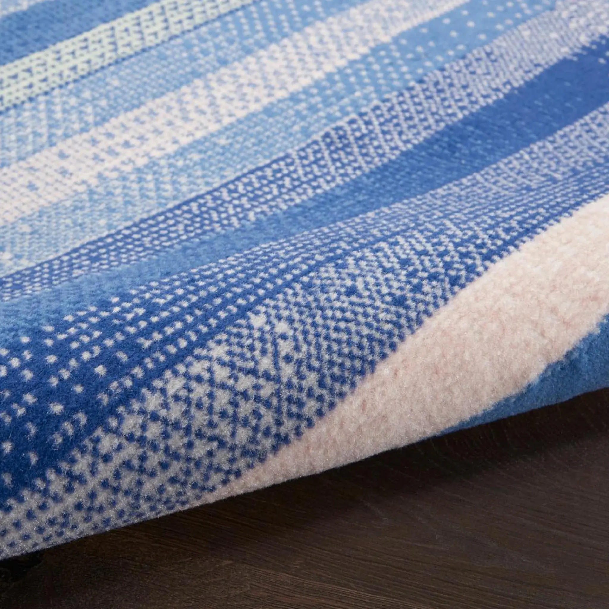 6' X 9' Blue And White Striped Dhurrie Area Rug - Image 9