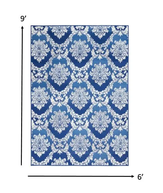 6' X 9' Blue Floral Dhurrie Area Rug - Image 3