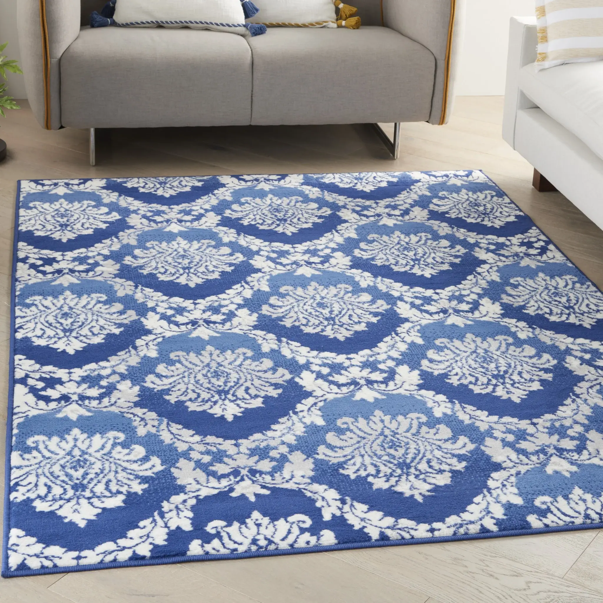 6' X 9' Blue Floral Dhurrie Area Rug - Image 6