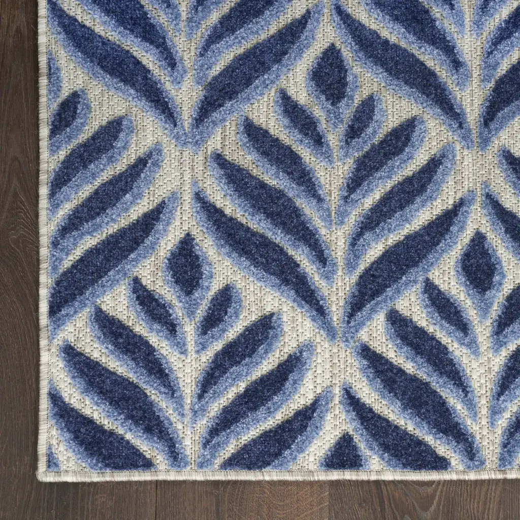 6' X 9' Blue Floral Stain Resistant Non Skid Area Rug - Image 5