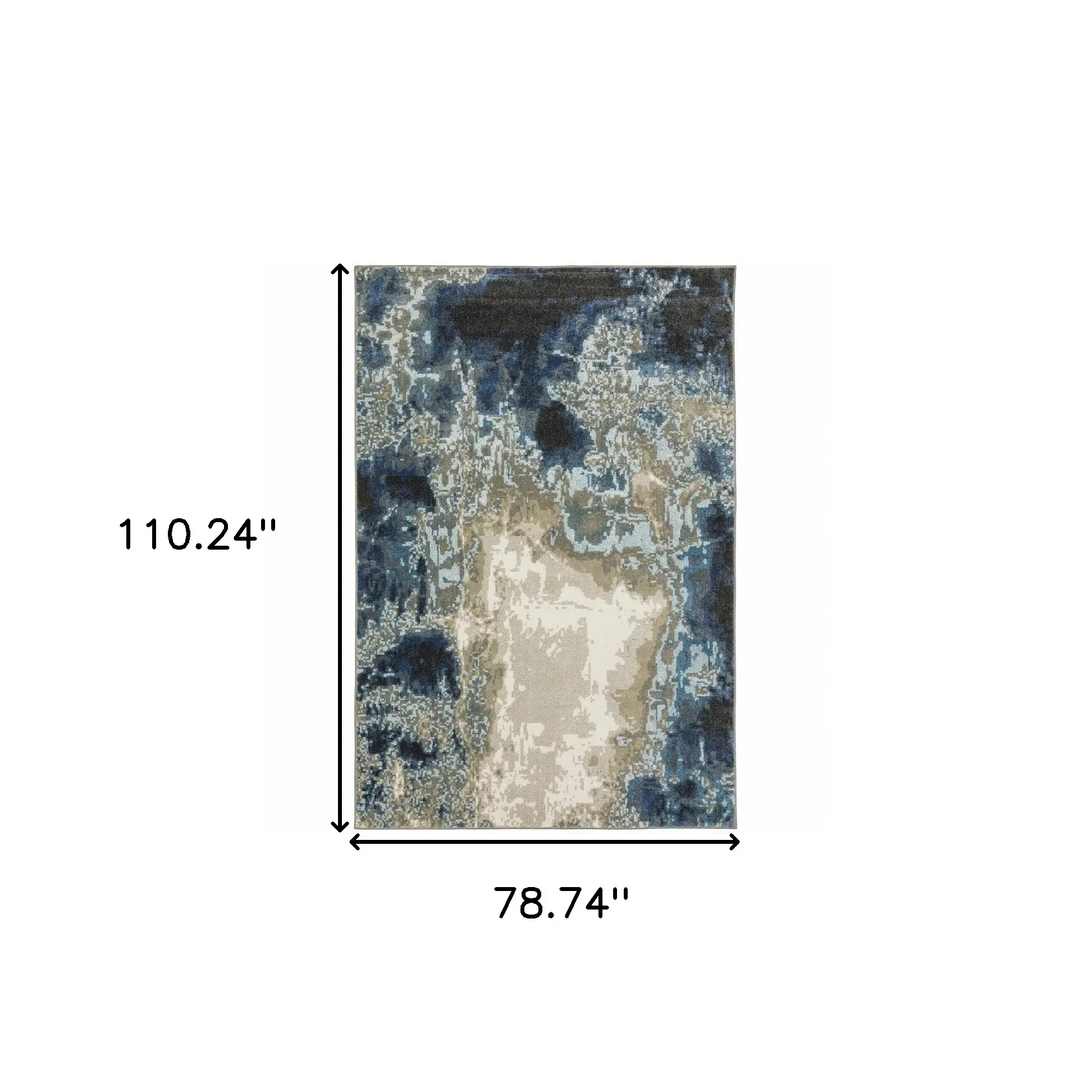 6' X 9' Blue Grey Charcoal And Beige Abstract Power Loom Stain Resistant Area Rug - Image 3