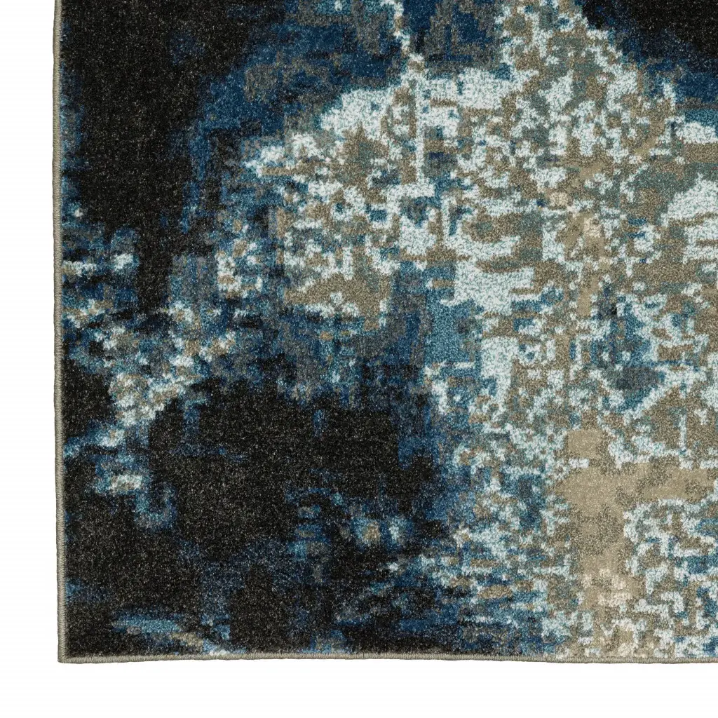 6' X 9' Blue Grey Charcoal And Beige Abstract Power Loom Stain Resistant Area Rug - Image 4