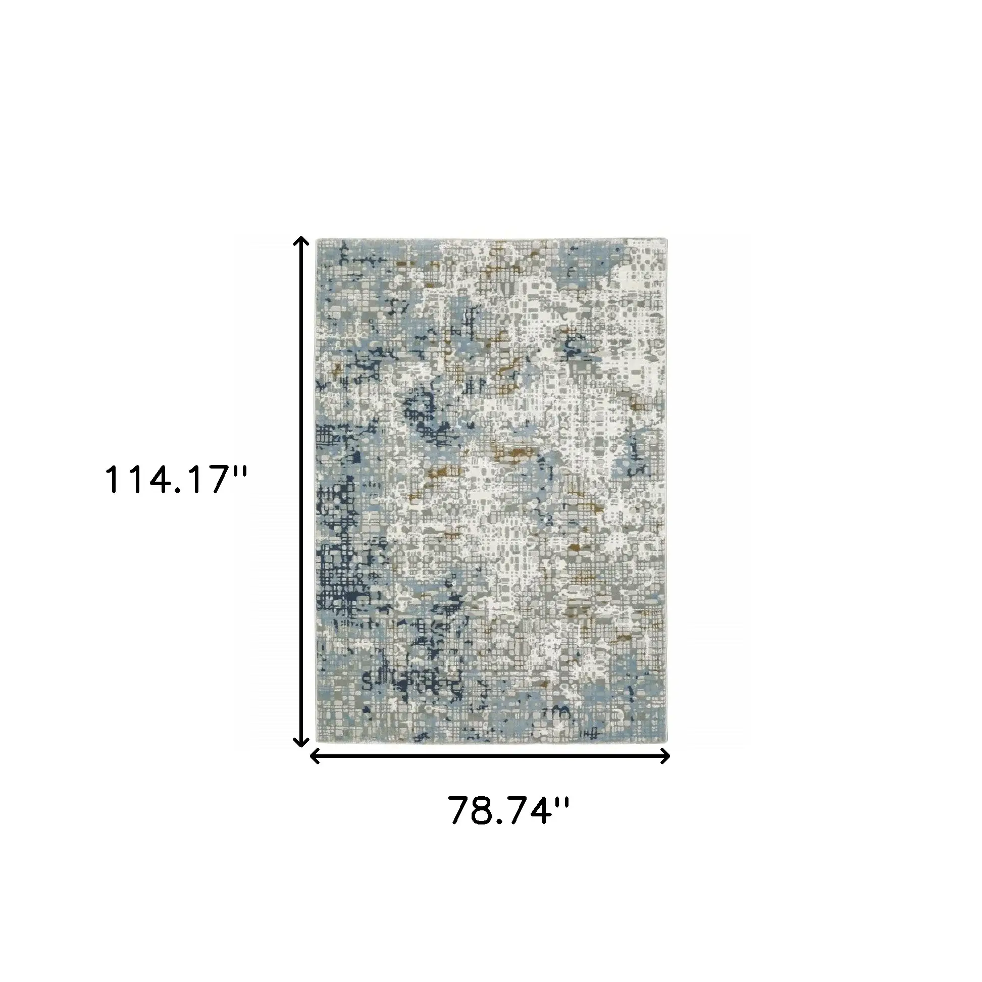 6' X 9' Blue Ivory Grey Brown Beige And Light Blue Abstract Power Loom Stain Resistant Area Rug - Image 3