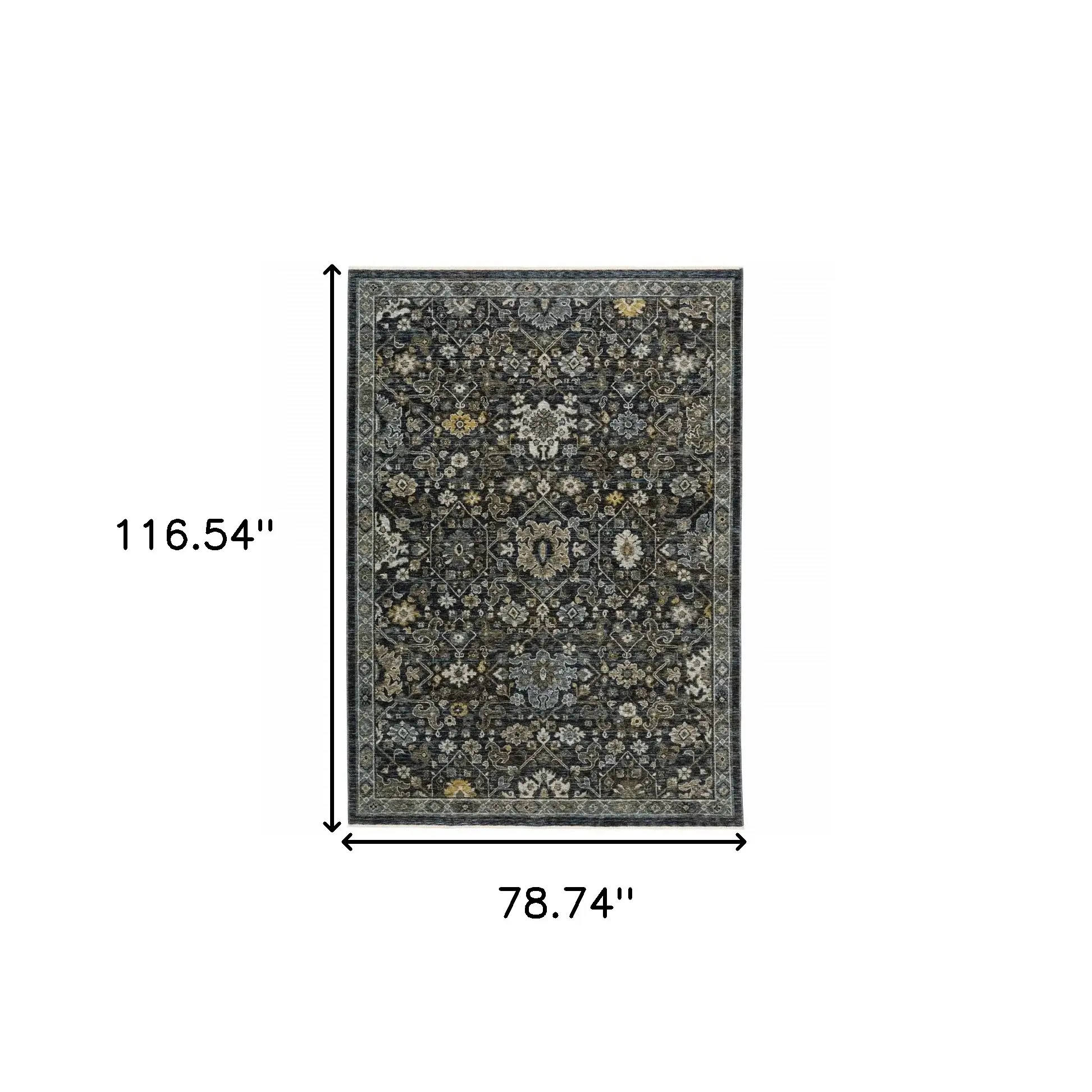 6' X 9' Blue Ivory Grey Gold Green And Brown Oriental Power Loom Stain Resistant Area Rug With Fringe - Image 3