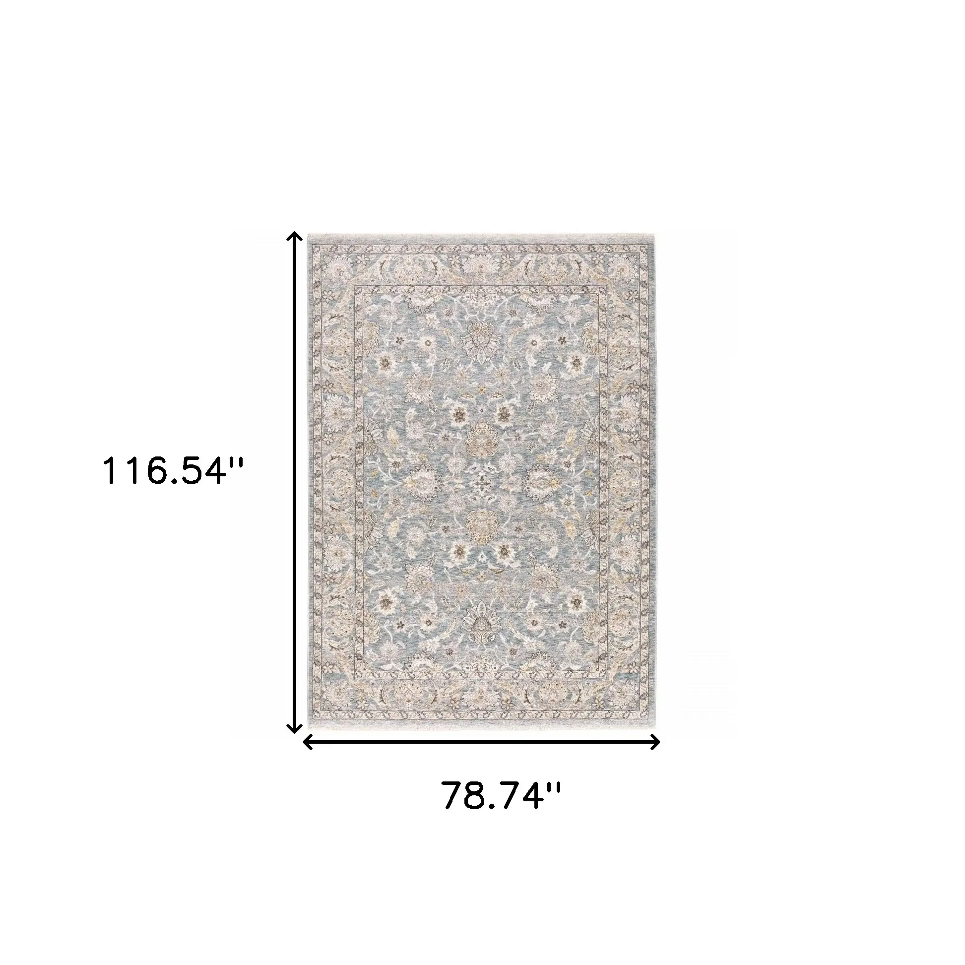 6' X 9' Blue Ivory Machine Woven Floral Oriental Indoor Area Rug - Image 5