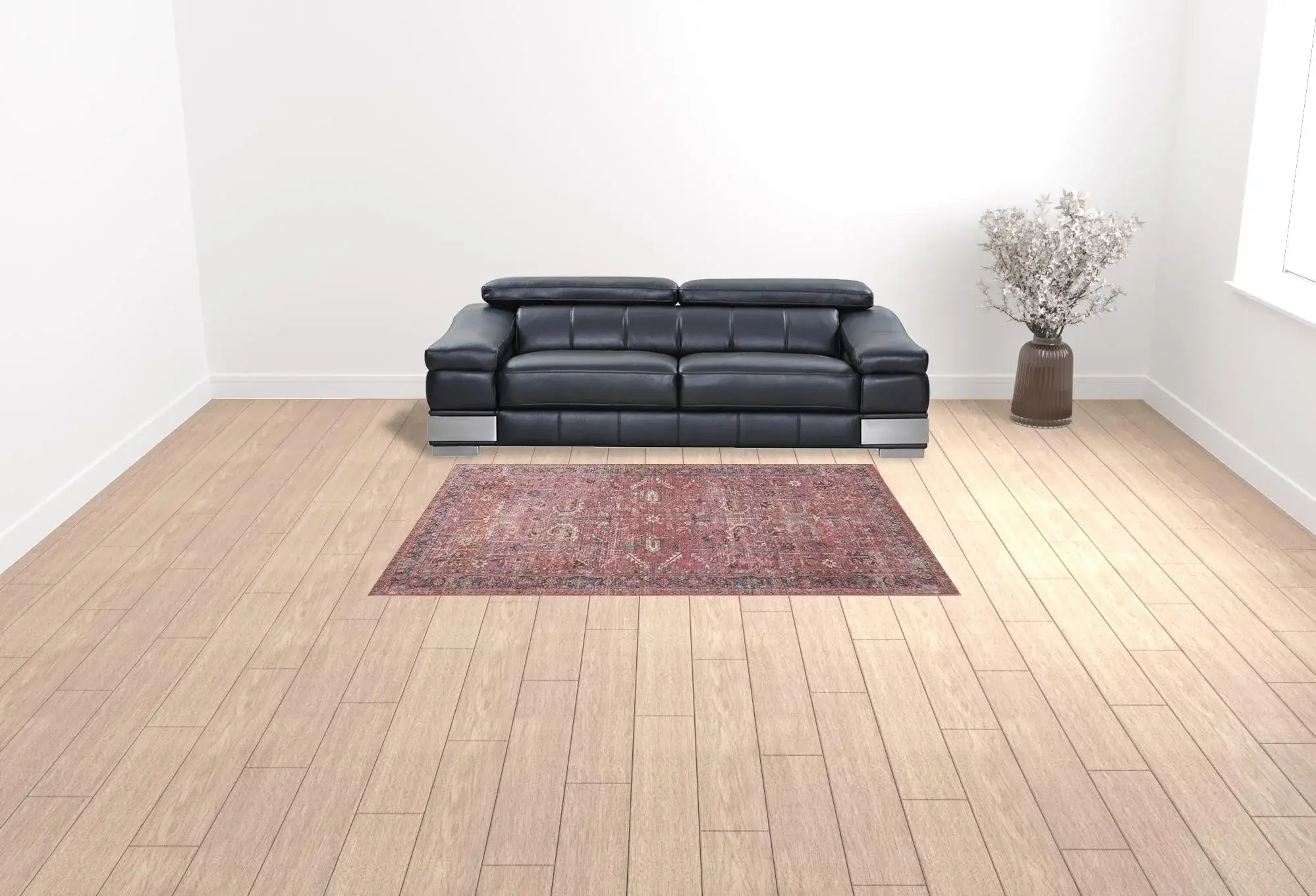 6' X 9' Brick Medallion Distressed Washable Area Rug - Image 2