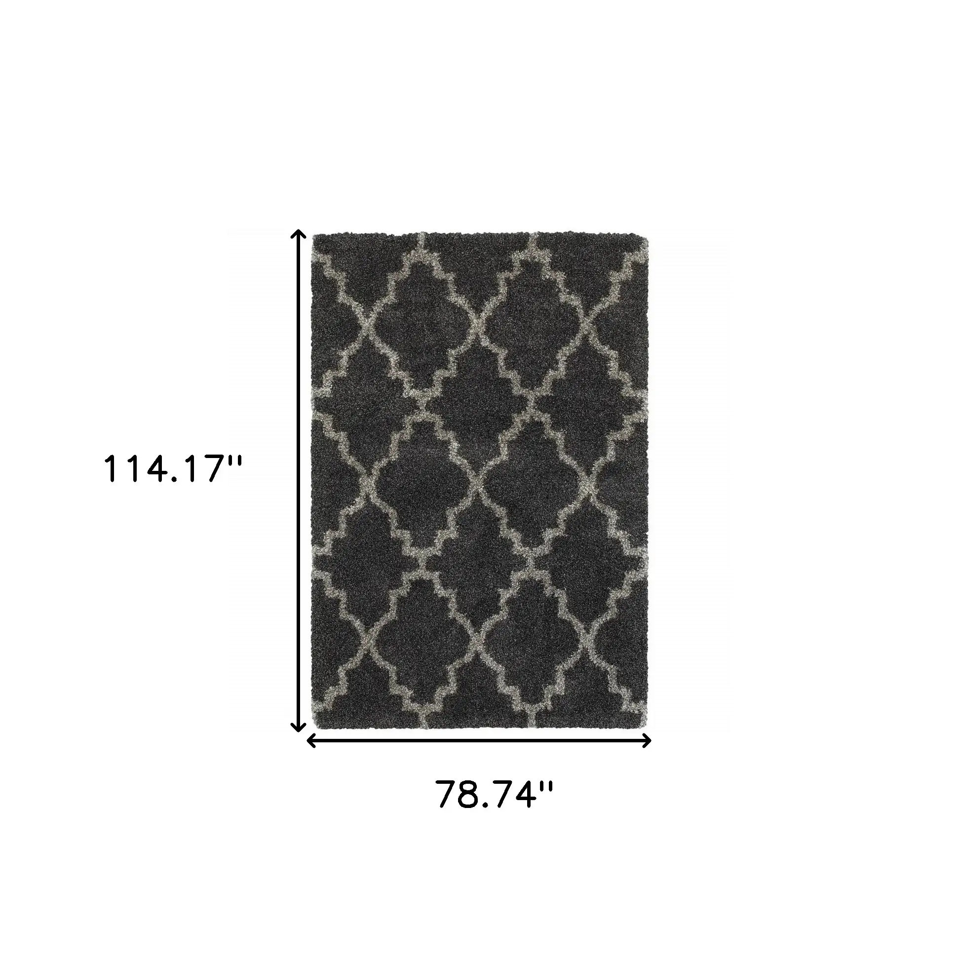 6' X 9' Charcoal And Grey Geometric Shag Power Loom Stain Resistant Area Rug - Image 3
