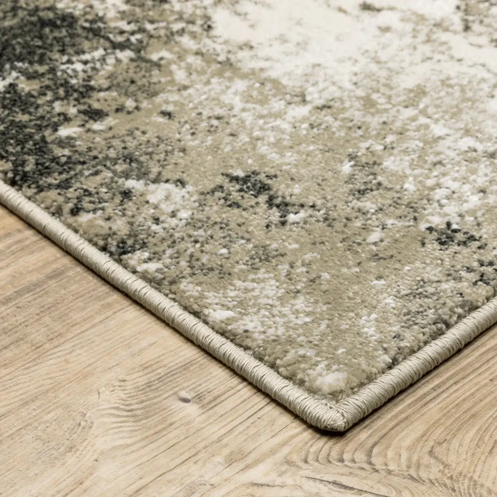 6' X 9' Charcoal Grey And Beige Abstract Power Loom Stain Resistant Area Rug - Image 3