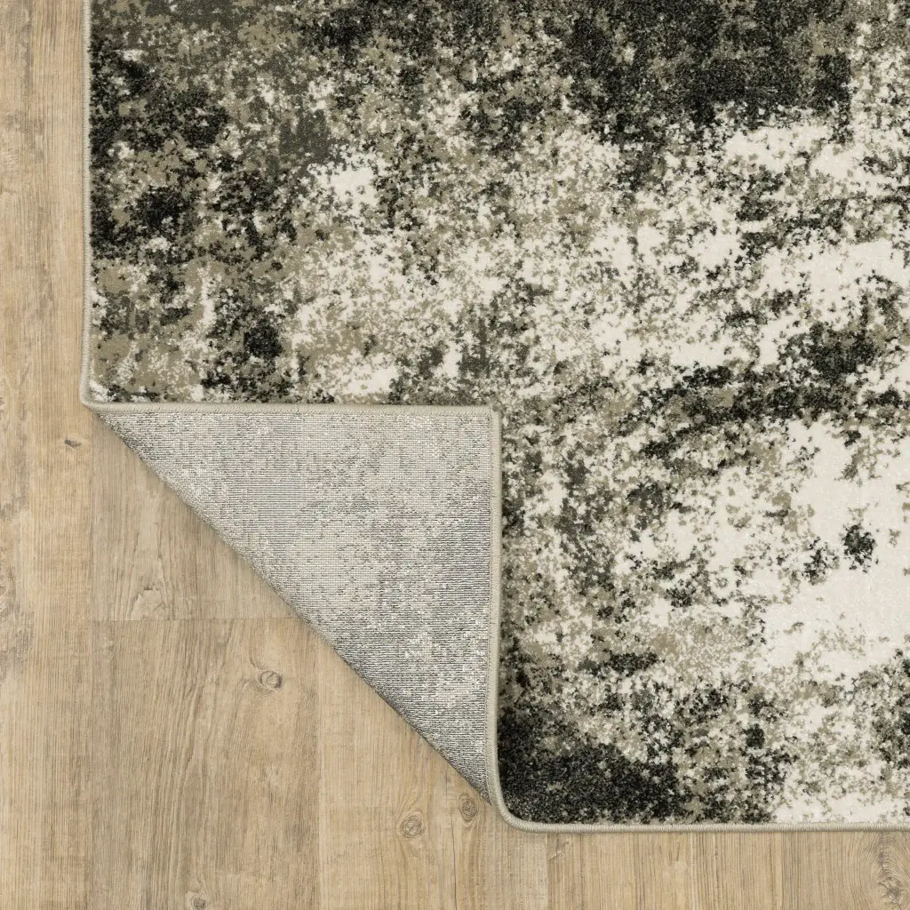 6' X 9' Charcoal Grey And Beige Abstract Power Loom Stain Resistant Area Rug - Image 6