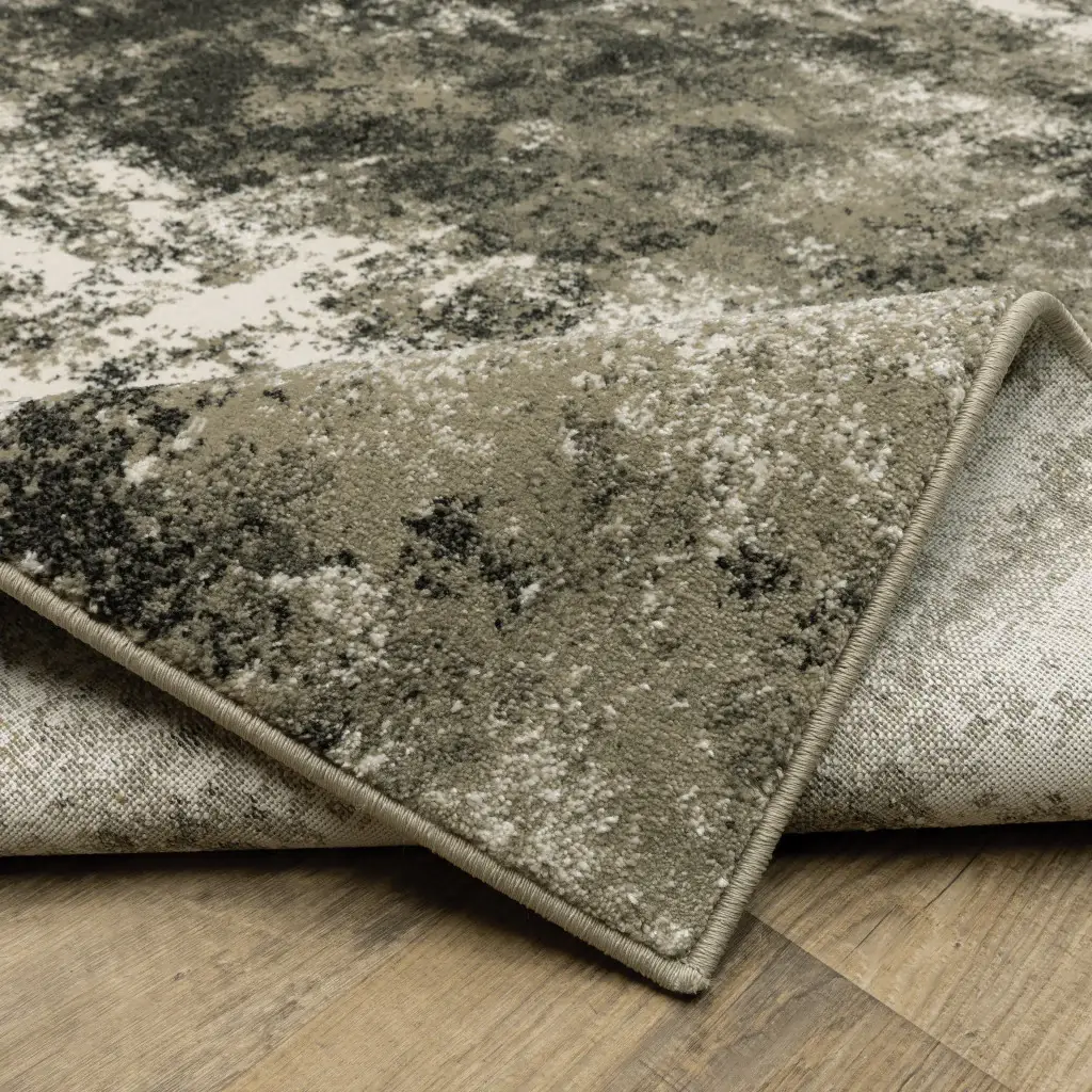 6' X 9' Charcoal Grey And Beige Abstract Power Loom Stain Resistant Area Rug - Image 7