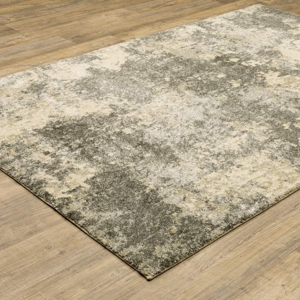 6' X 9' Charcoal Grey Beige And Tan Abstract Power Loom Stain Resistant Area Rug - Image 4