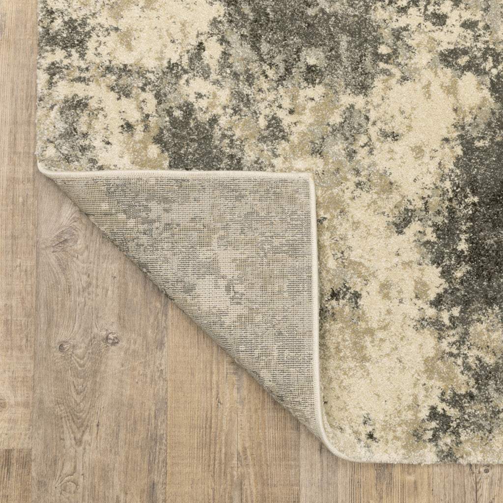 6' X 9' Charcoal Grey Beige And Tan Abstract Power Loom Stain Resistant Area Rug - Image 6