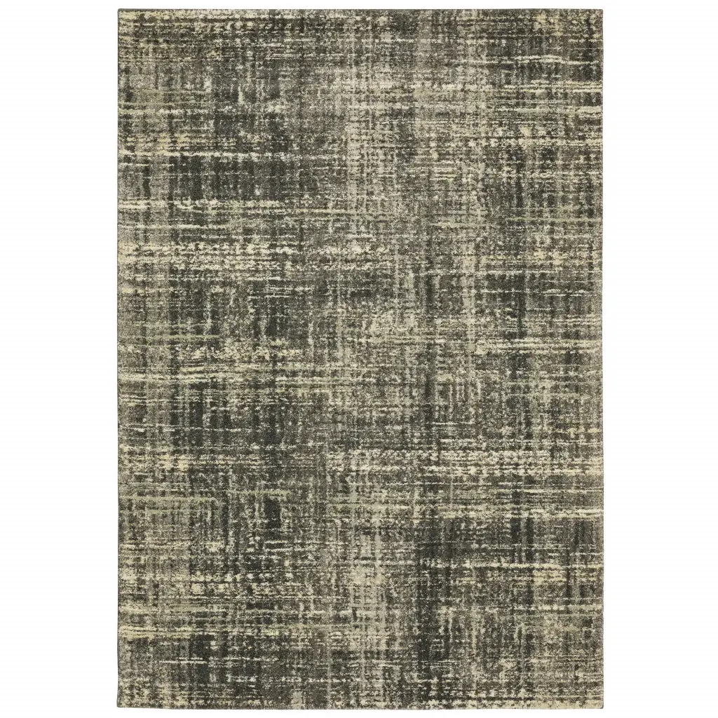 6' X 9' Charcoal Grey Beige And Tan Abstract Power Loom Stain Resistant Area Rug - Image 2