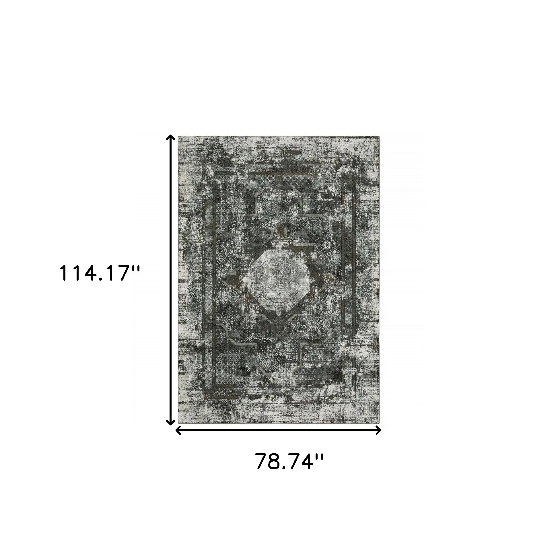 6' X 9' Charcoal Rust Grey Blue Ivory And Brown Oriental Power Loom Stain Resistant Area Rug - Image 3