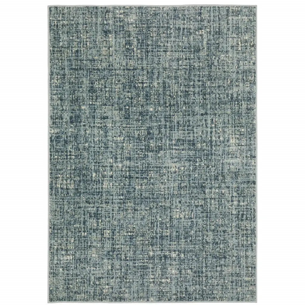 6' X 9' Dark Blue Light Blue Grey Ivory And Beige Abstract Power Loom Stain Resistant Area Rug - Image 2
