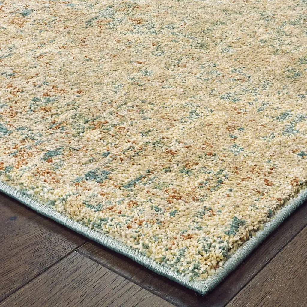 6' X 9' Foam Blue Pumpkin And Golden Yellow Abstract Power Loom Stain Resistant Area Rug - Image 4