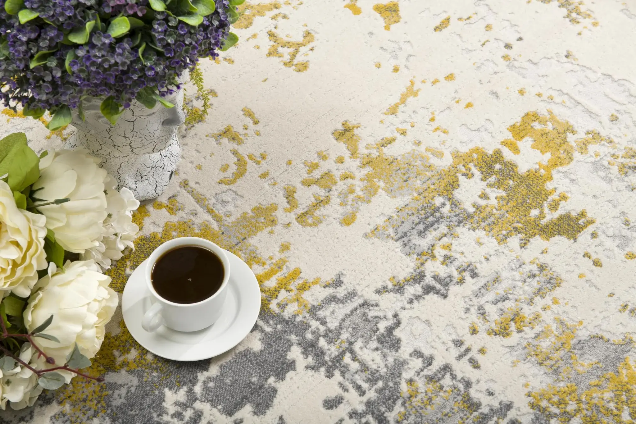 6' X 9' Gold Abstract Dhurrie Area Rug - Image 7