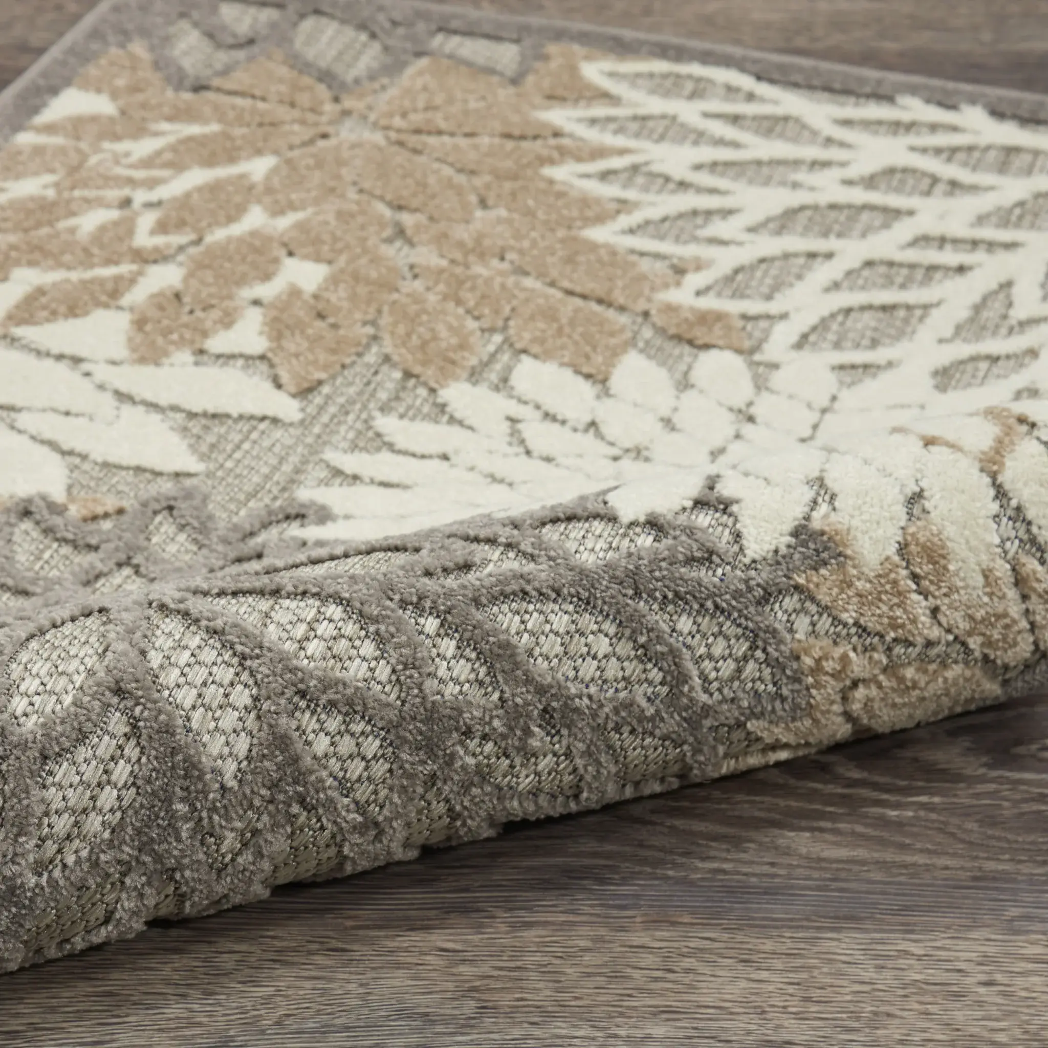 6' X 9' Gray And Ivory Floral Indoor Outdoor Area Rug - Image 7