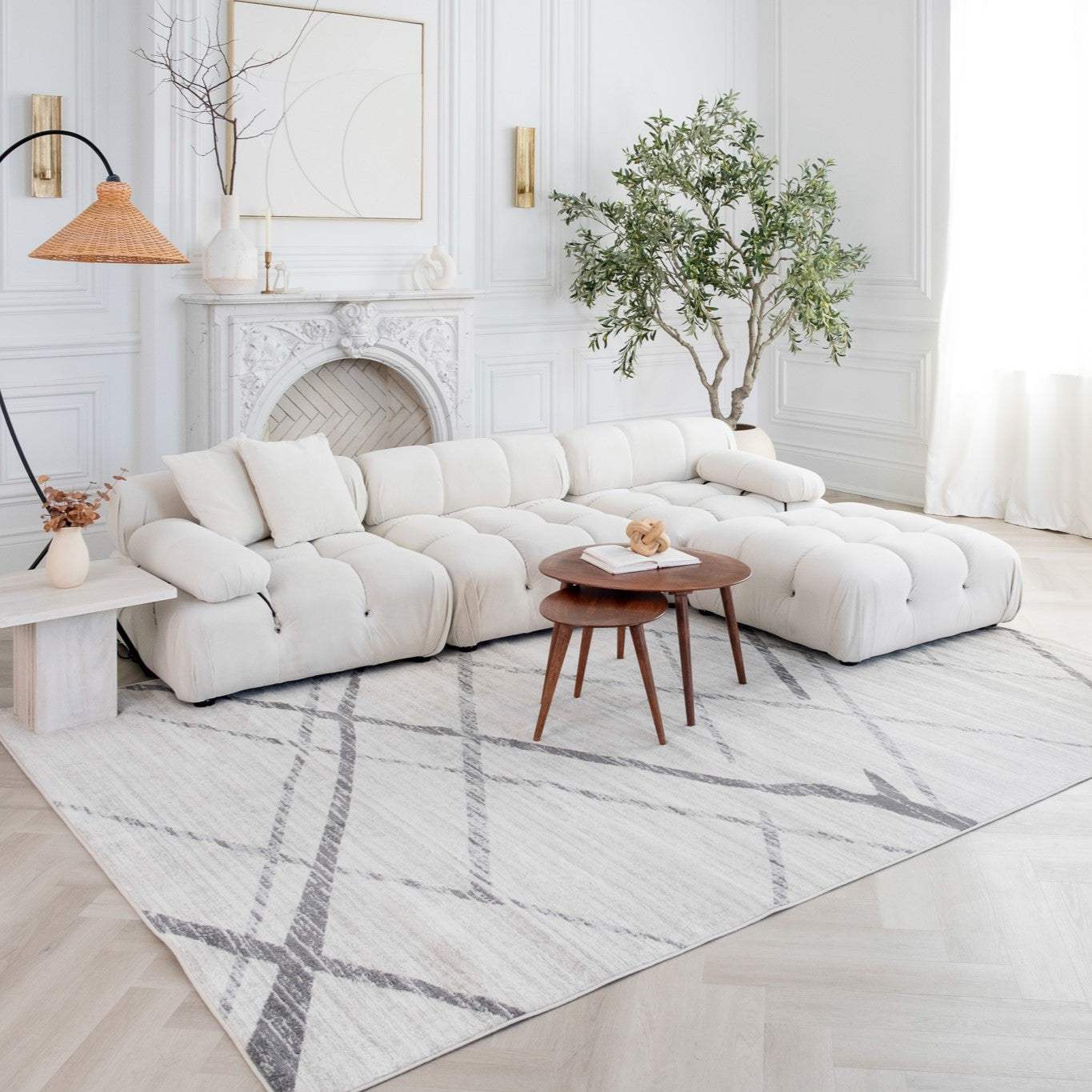 6' X 9' Gray and Ivory Geometric Area Rug - Image 4