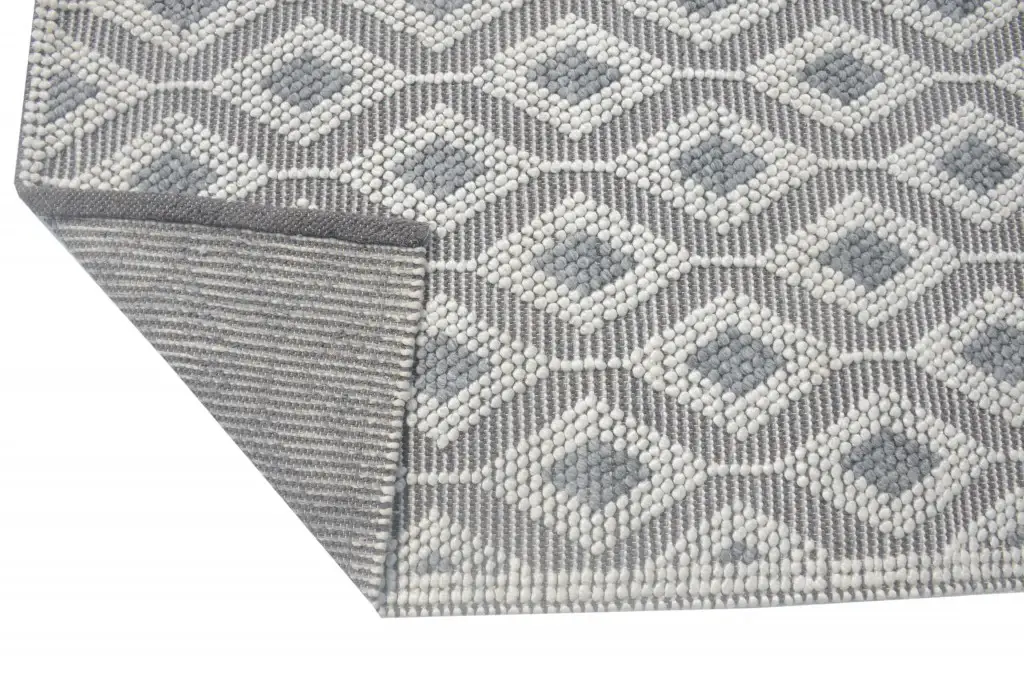 6' X 9' Gray and Ivory Geometric Handmade Area Rug - Image 3