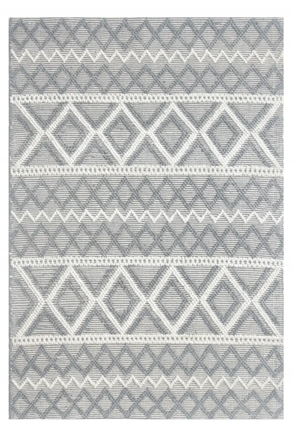 6' X 9' Gray and Ivory Geometric Handmade Area Rug
