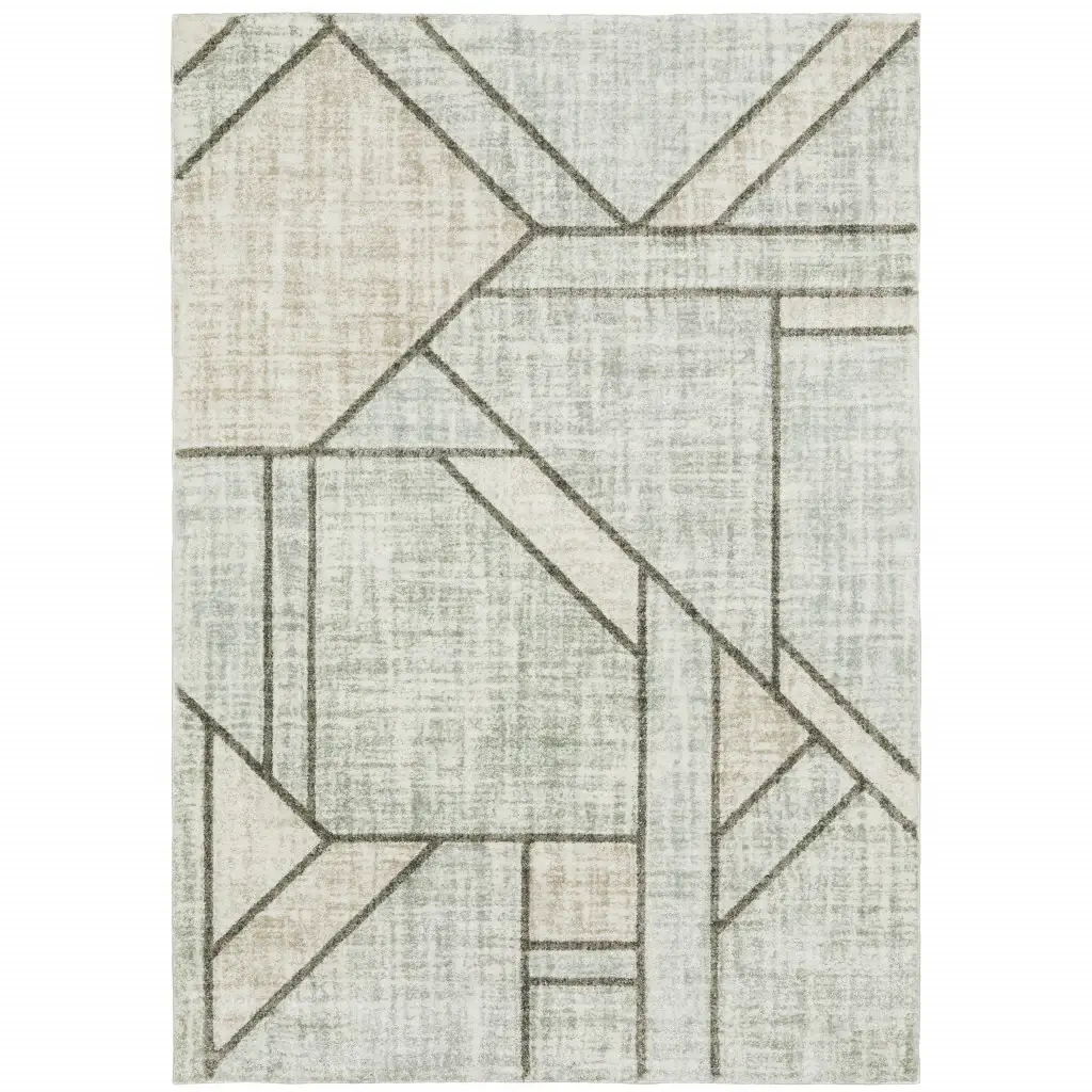 6' X 9' Gray And Ivory Geometric Power Loom Area Rug - Image 2