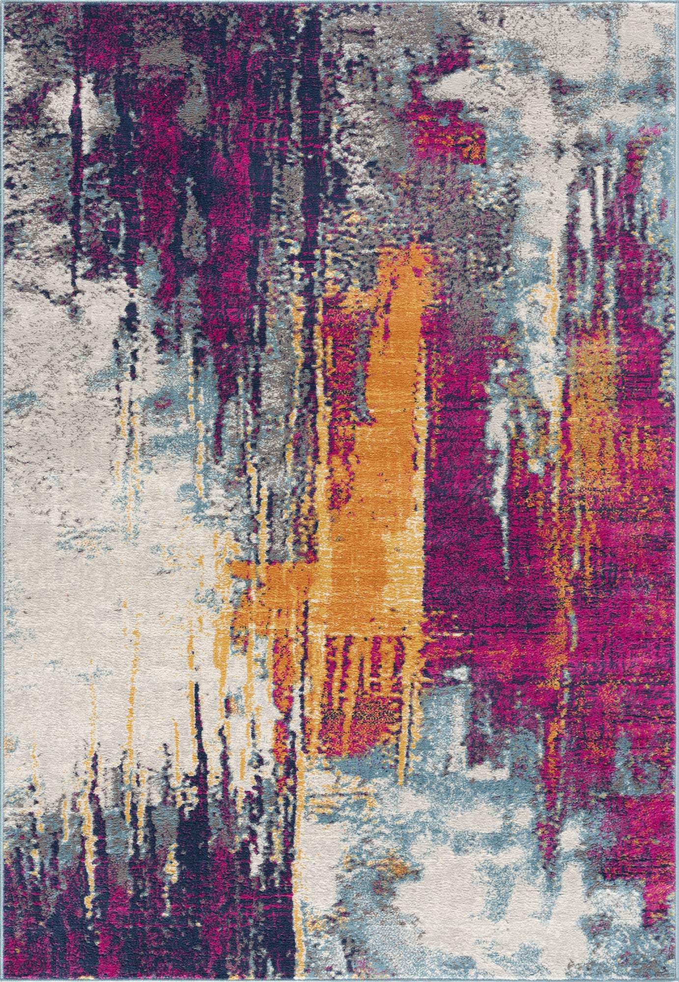 6' X 9' Gray and Purple Abstract Area Rug - Image 2