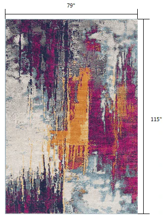 6' X 9' Gray and Purple Abstract Area Rug - Image 3