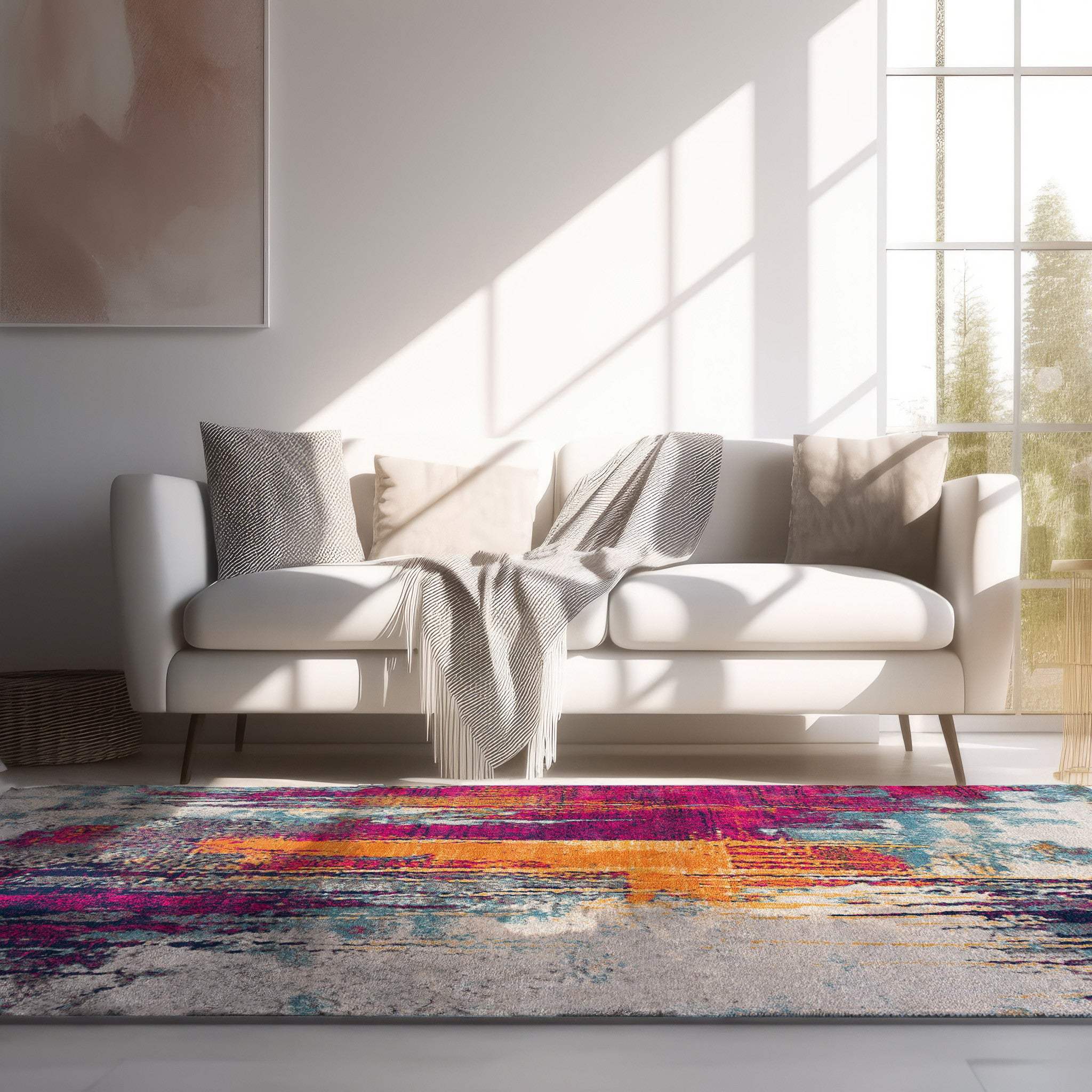 6' X 9' Gray and Purple Abstract Area Rug - Image 7