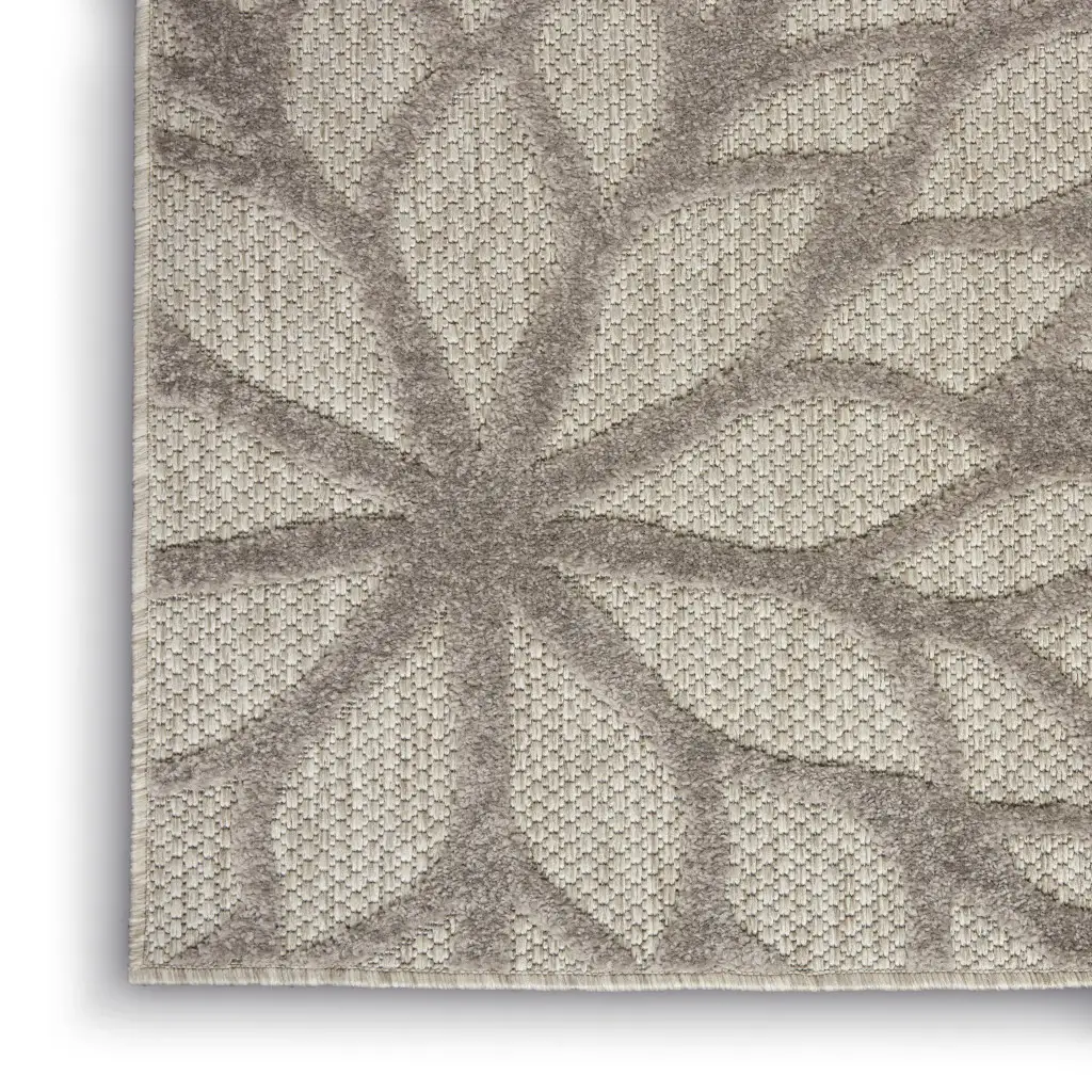 6' X 9' Gray Floral Indoor Outdoor Area Rug - Image 5