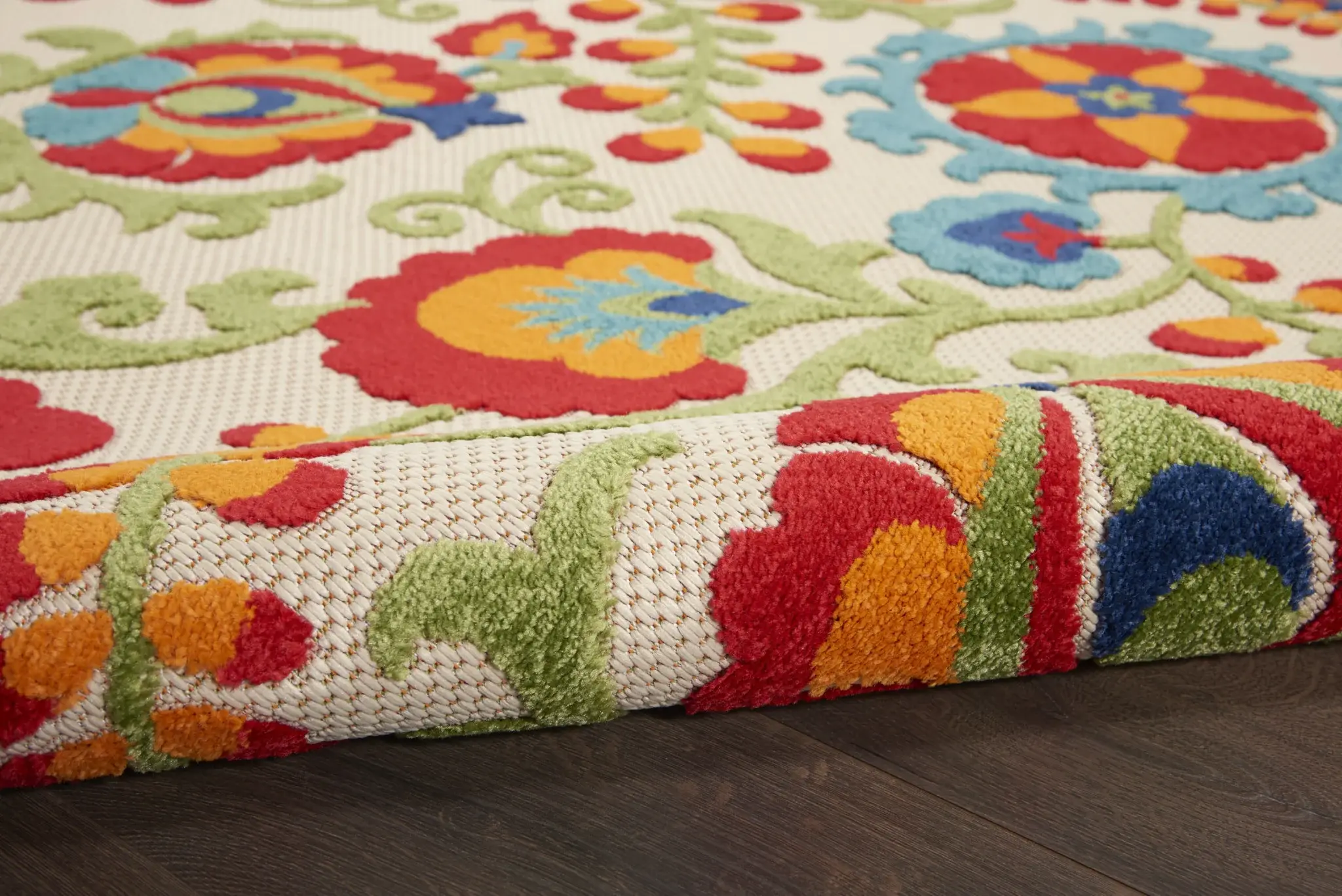 6' X 9' Green And Ivory Floral Indoor Outdoor Area Rug - Image 5